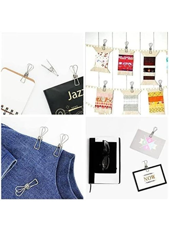 Clothes Pins Pegs, 30 Pieces Stainless Steel Windproof Laundry Hanging Wire Clips for Home Blanket Towel Clothes, 6.5cm/2.56 Inch (Silver) - Image 3